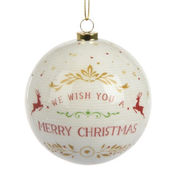Χριστουγεννιάτικη Μπάλα με Ευχή "We Wish You A Merry Christmas" (8cm)